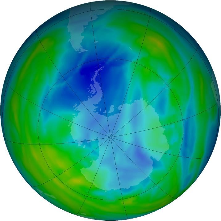 Antarctic ozone map for 03 August 2006